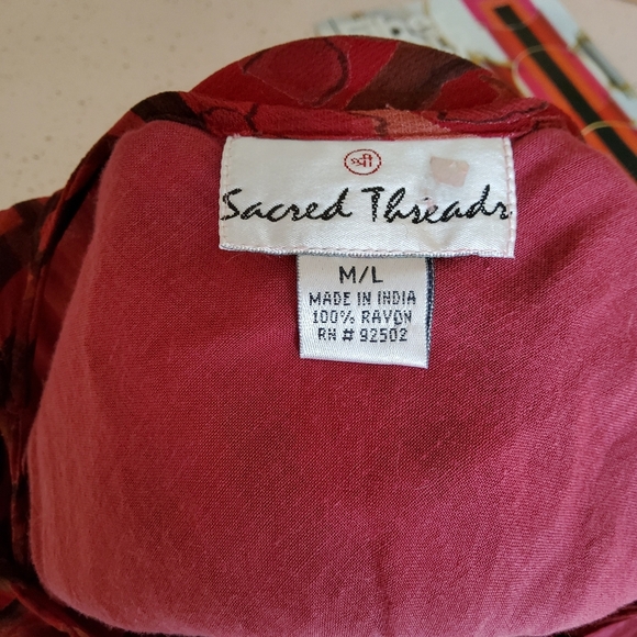 VNTG 90s/00s Sacred Threads Bias Cut Slinky Rayon Maxi Dress Sexy Summer Sz M/L - Picture 7 of 8